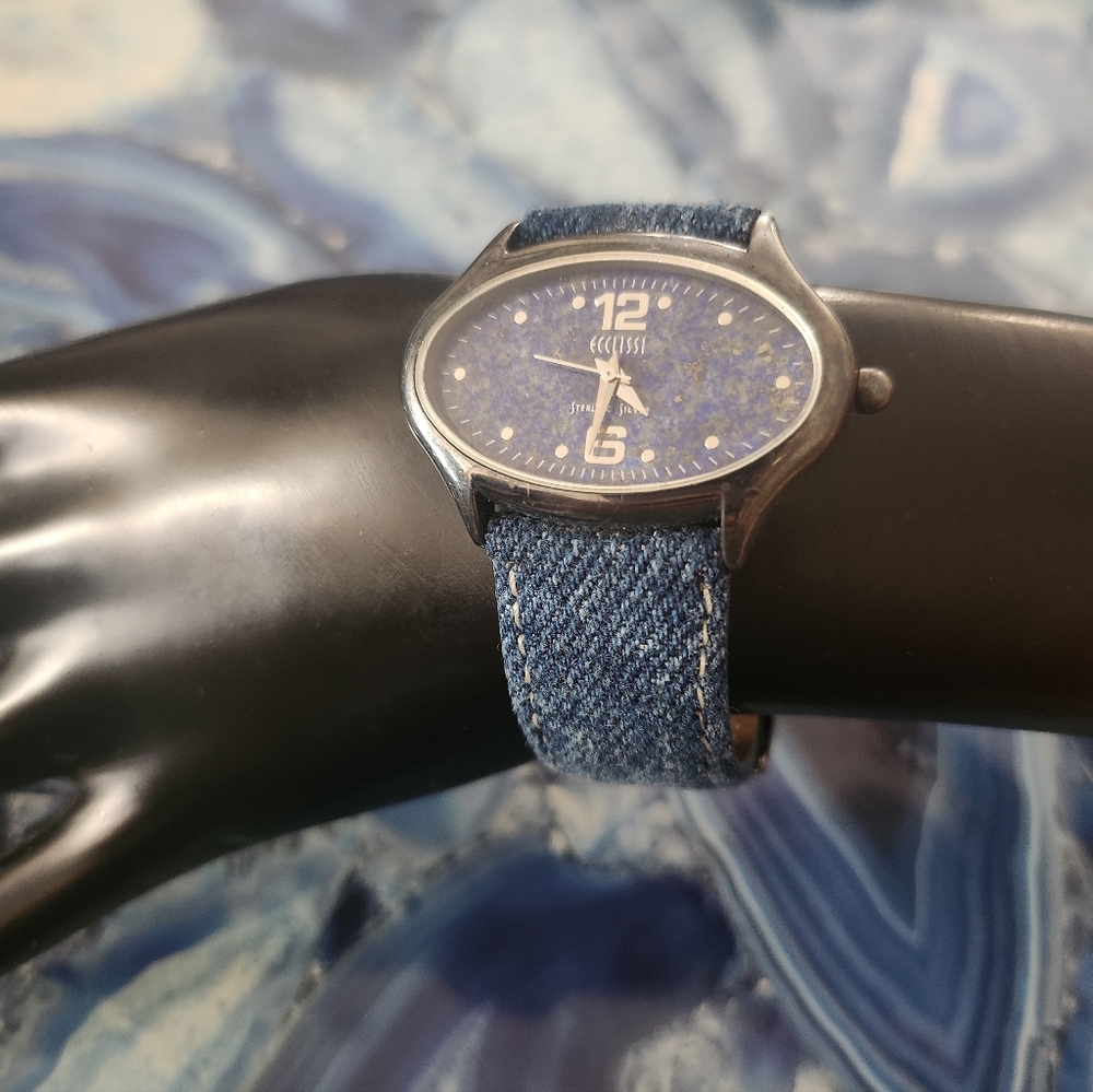 Ecclissi Sterling Silver Denim bracelet Unisex Watch